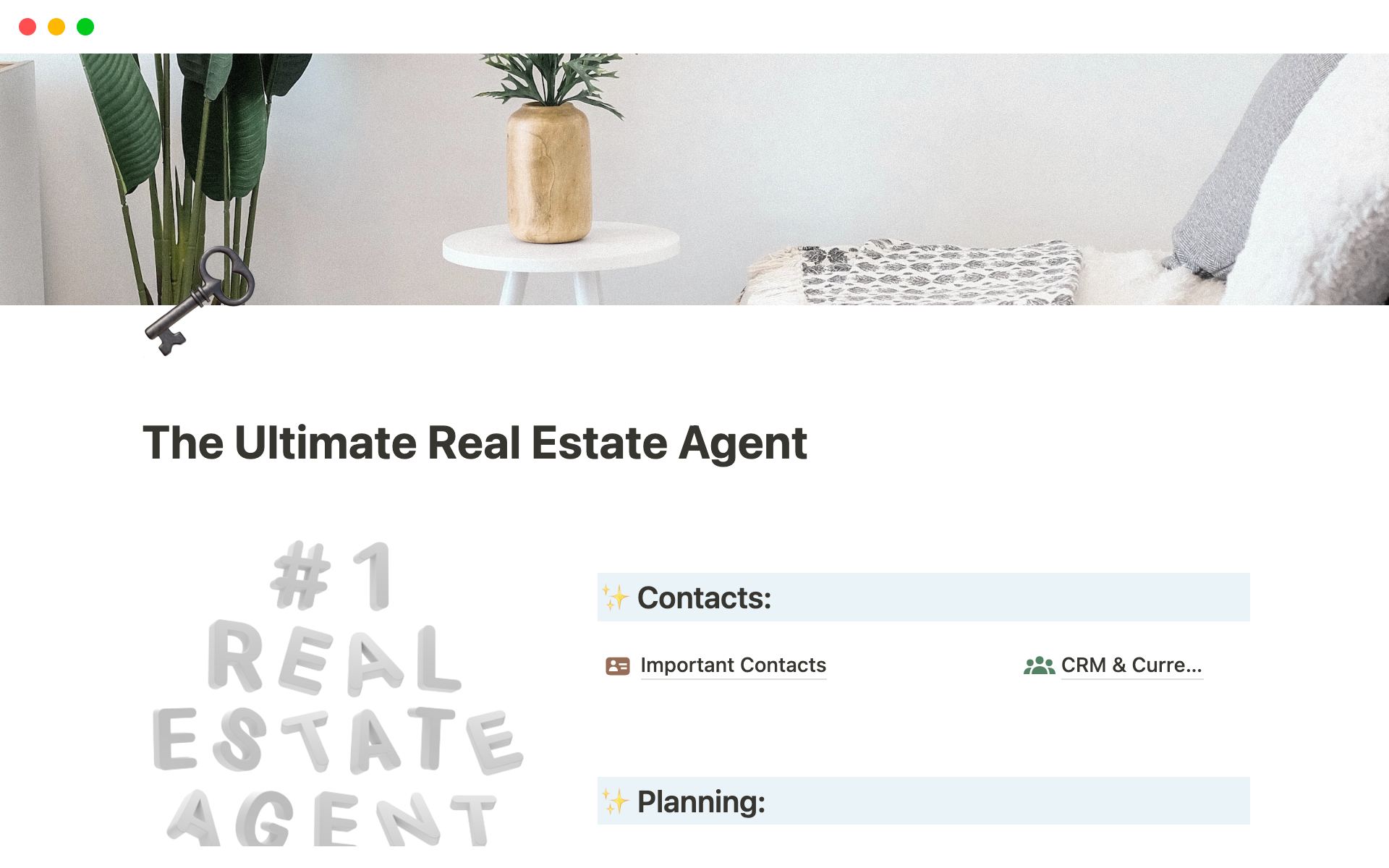 A template preview for Top Real Estate Agent Templates in Notion