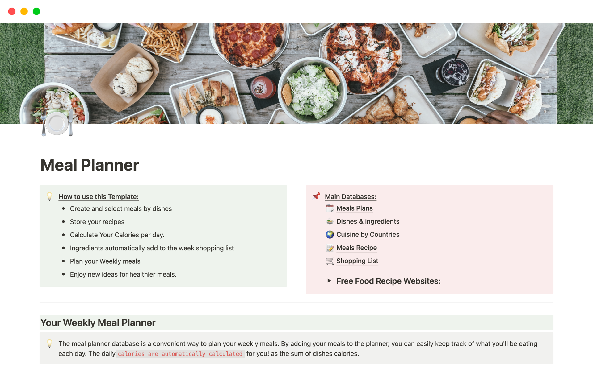 A template preview for Top Paid Meal Planner Templates in Notion