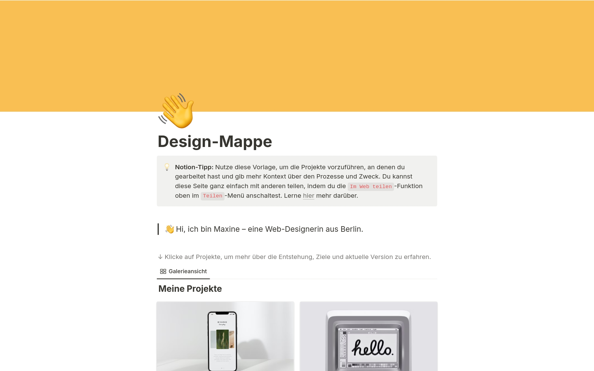 A template preview for Top 10 Free Design Portfolio Templates in Notion