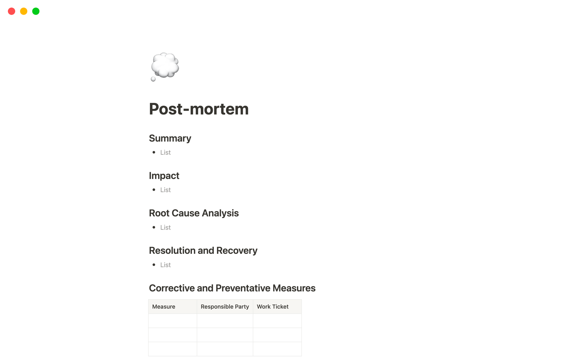 Screenshot of Best Post-mortem Templates for Electrical Engineers collection by Notion