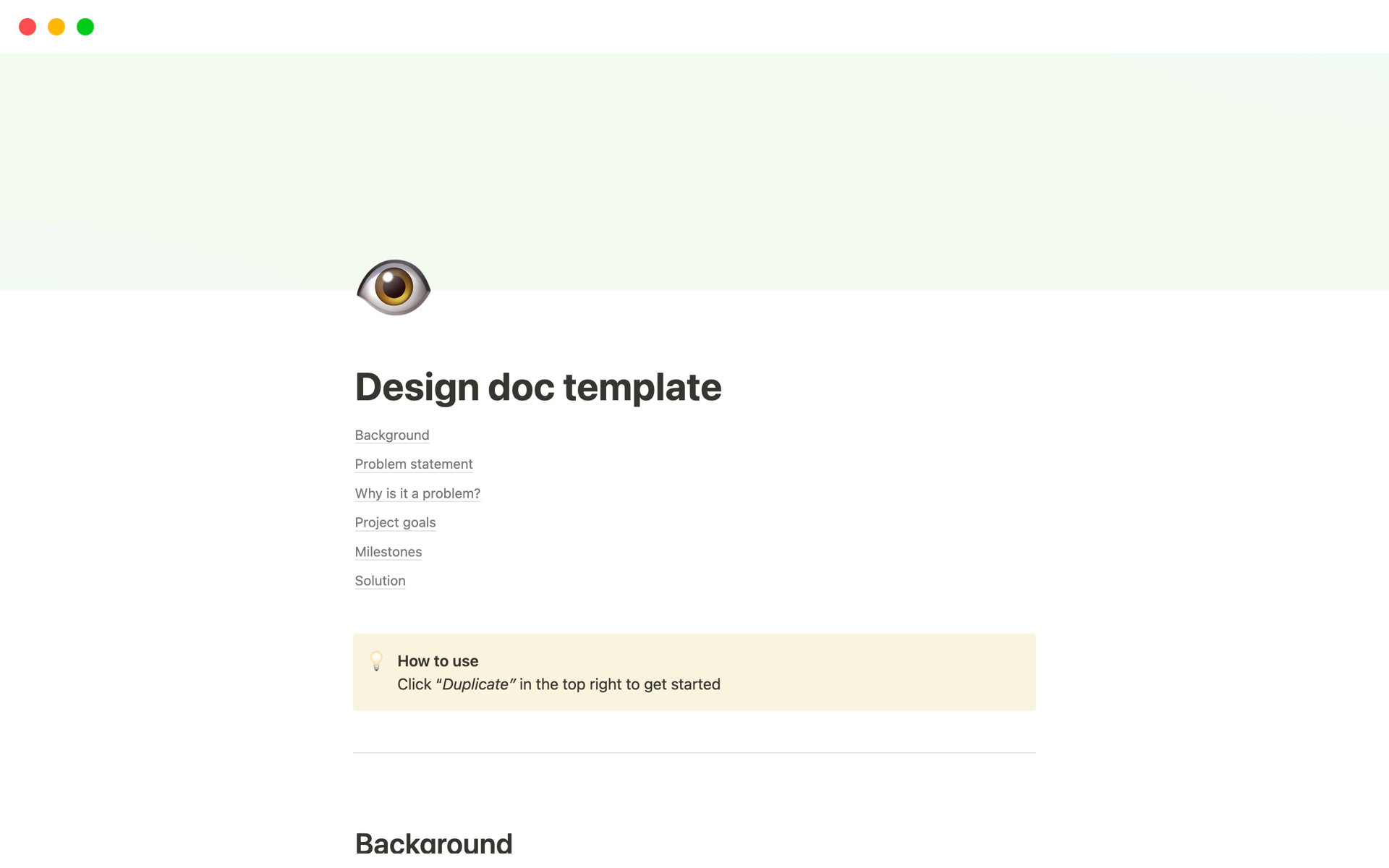 Screenshot der Top 10 Design Brief Templates for Product Analysts-Sammlung von Notion