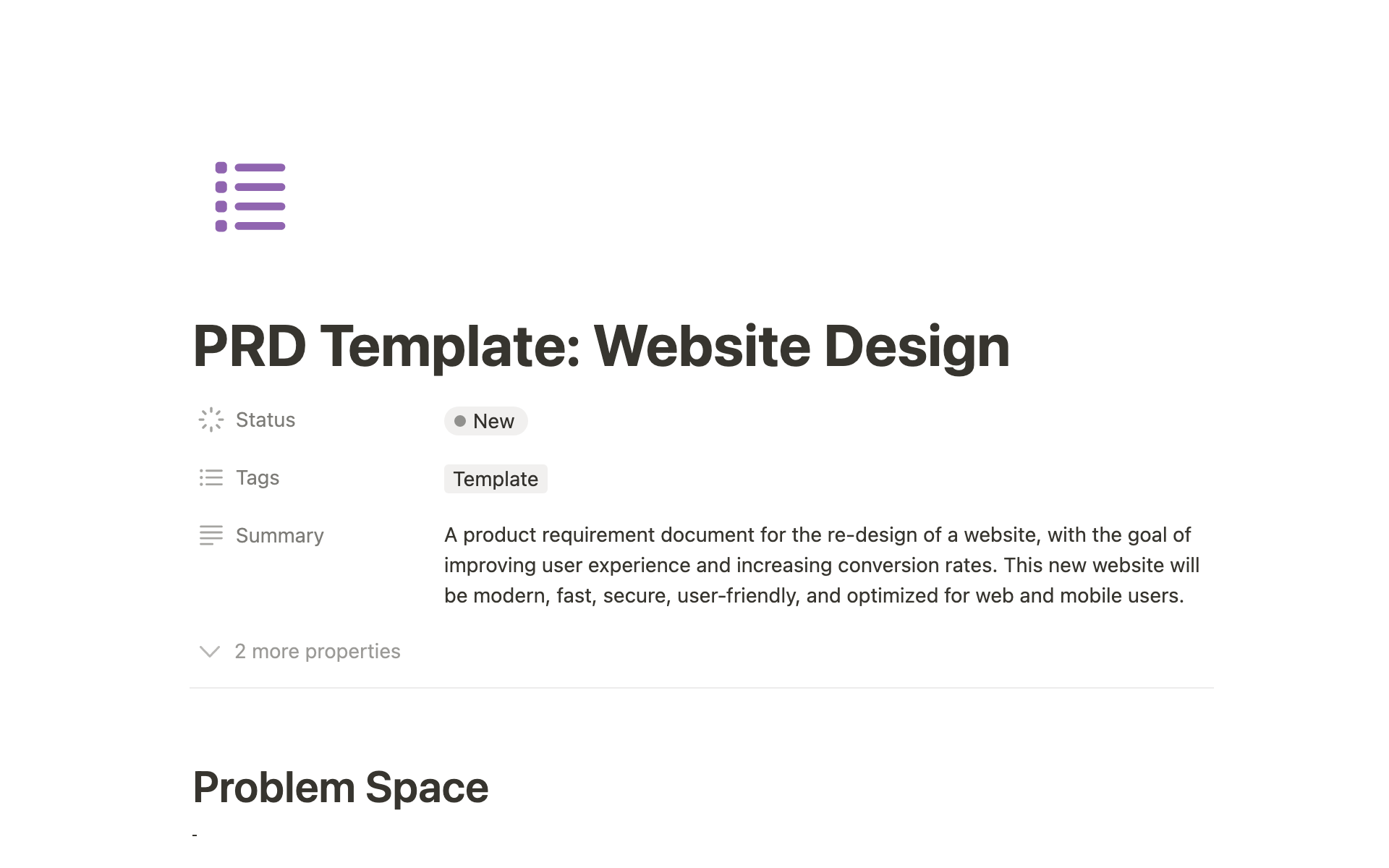 A template preview for Top 10 Free Product Vision Templates in Notion
