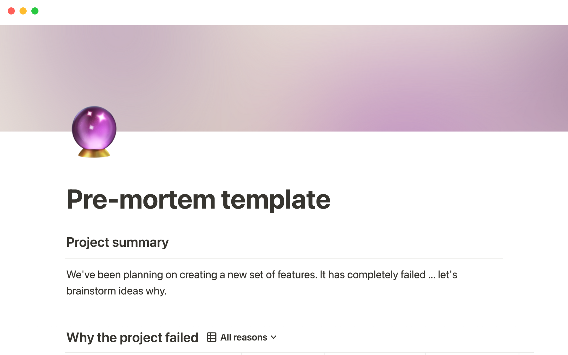 Screenshot of Best Post-mortem Templates for Electrical Engineers collection by Notion