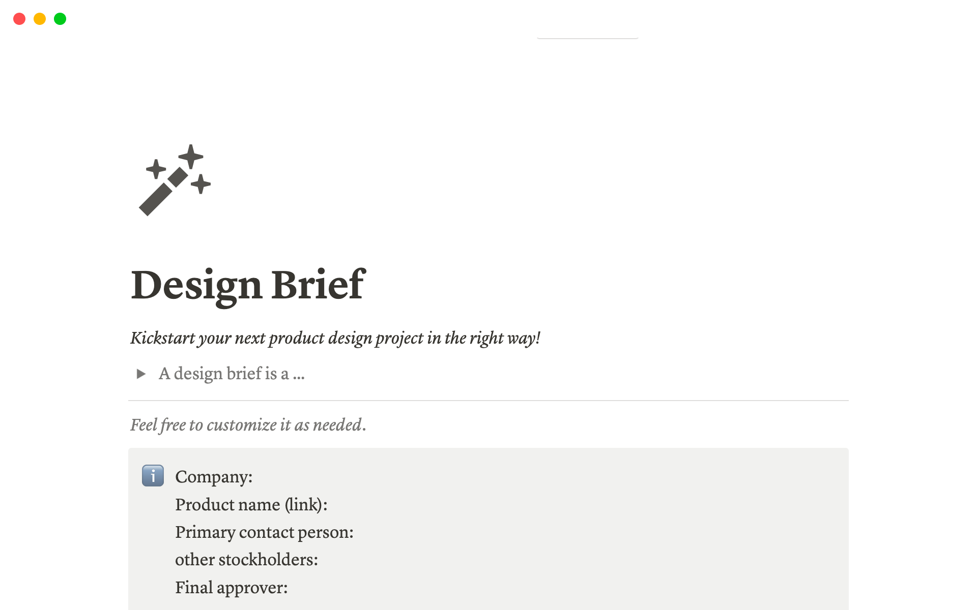 A template preview for Best 10 Design Brief Templates for Product Strategists