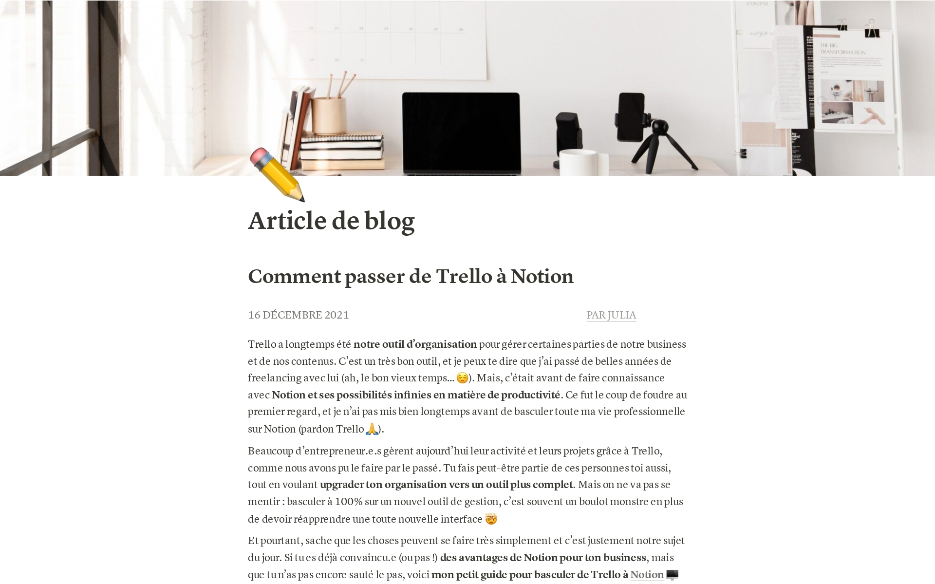 A template preview for Top 10 Free Writing Templates in Notion
