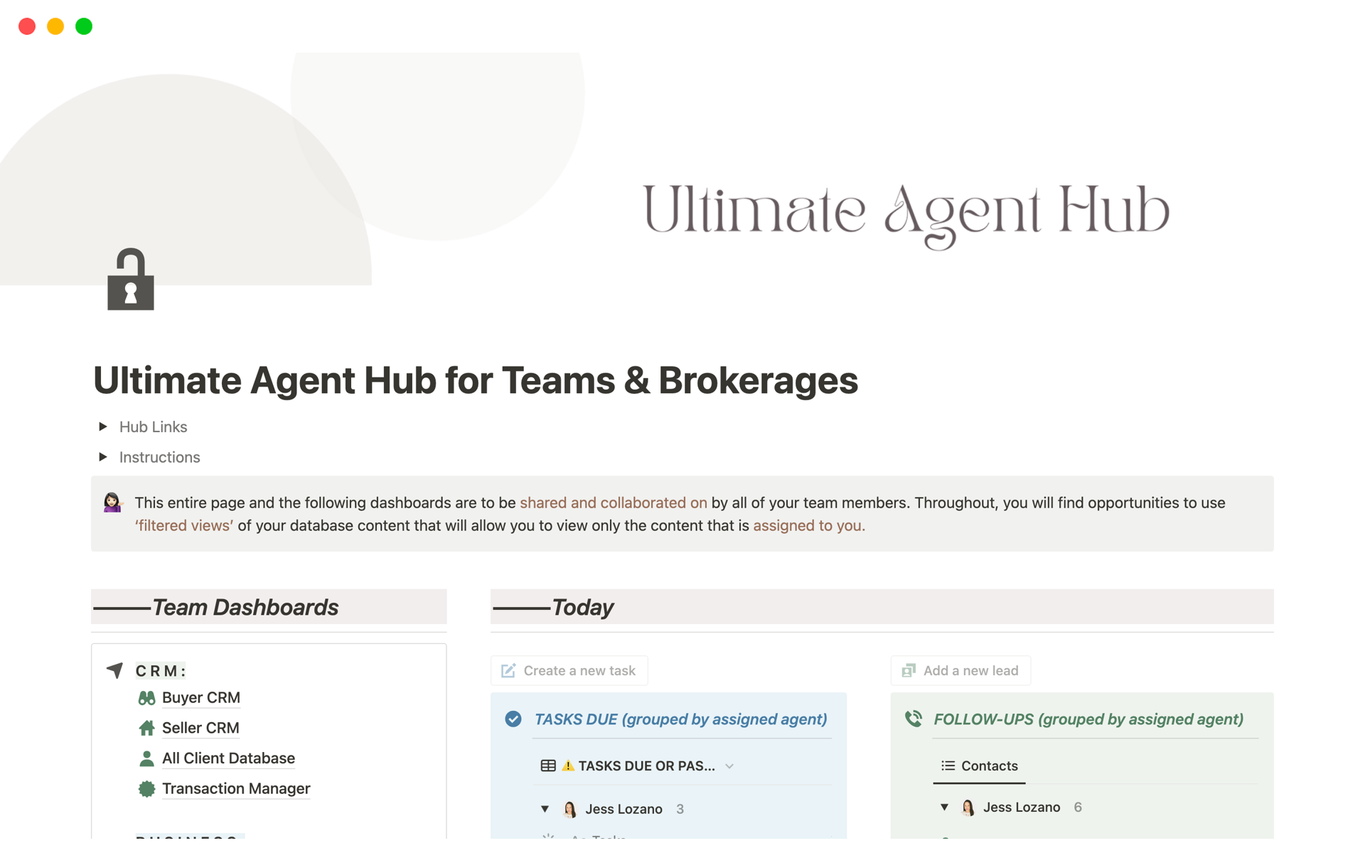 A template preview for Top 10 Realty Advisor Templates in Notion