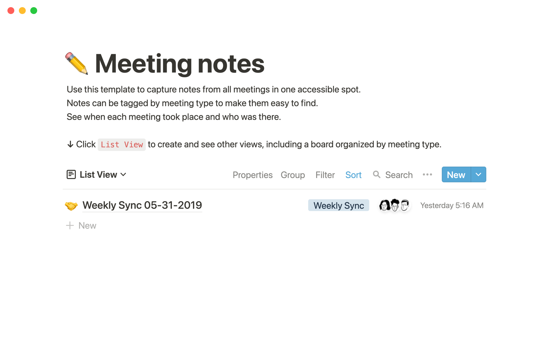 A template preview for Top 10 Free Meeting Minutes Templates in Notion