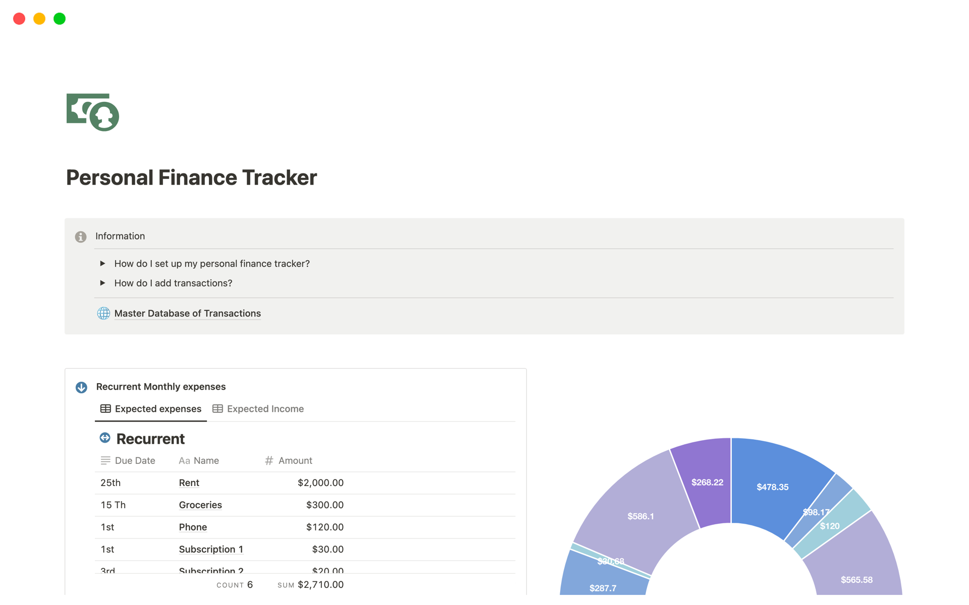 Finance Tracker Template by Eric | Notion Marketplace
