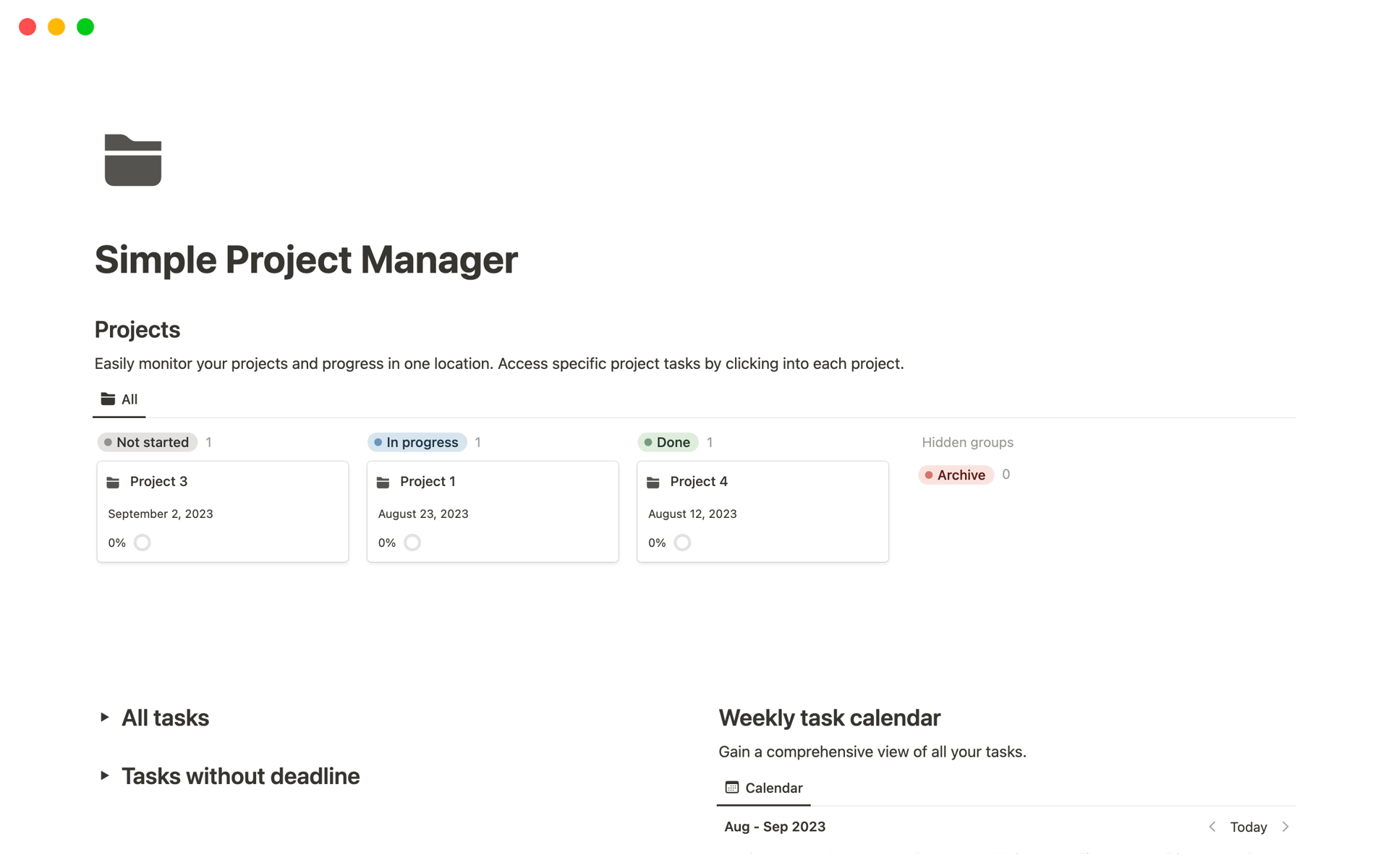 A template preview for Top 10 Free Project Planning Templates in Notion
