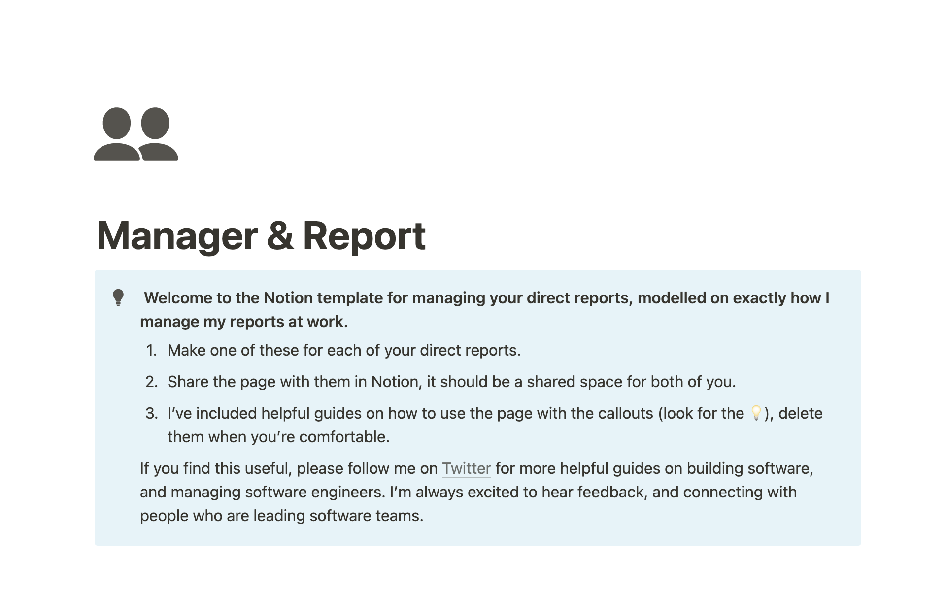 A template preview for Top 10 One-on-One Reports Templates in Notion