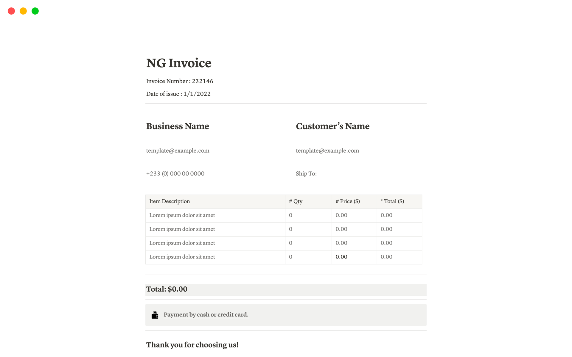 A template preview for Top 10 Free Billing Statement Templates in Notion