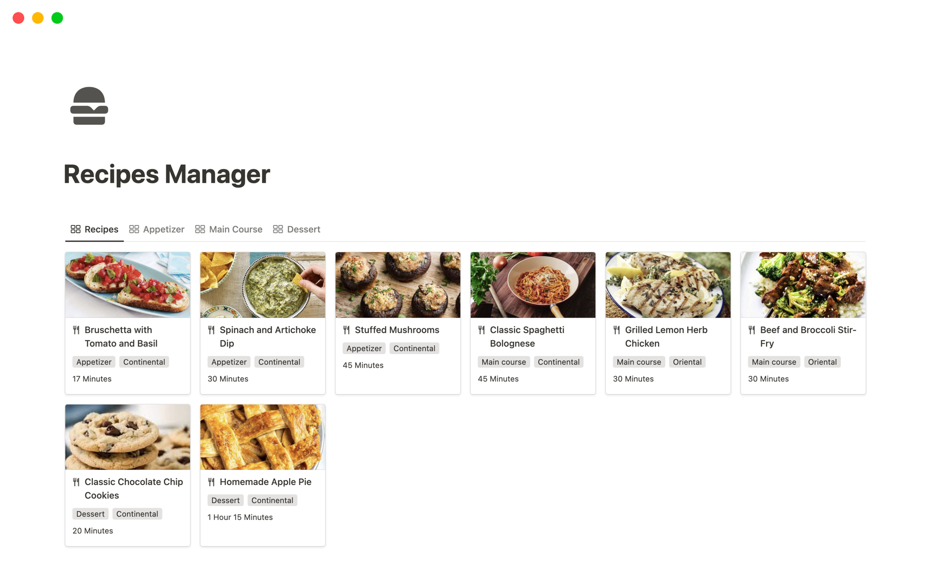 A template preview for Top 10 Paid Recipes Templates in Notion