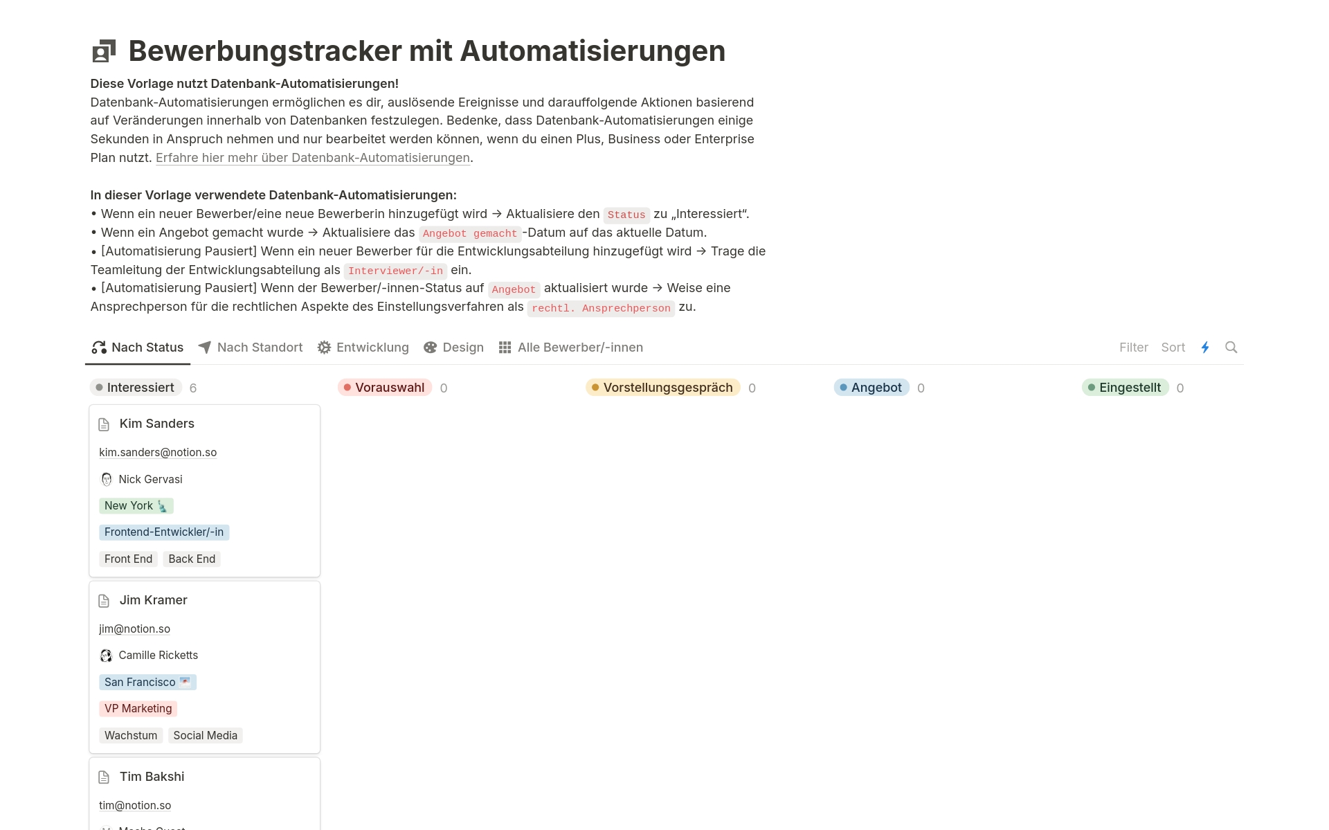 Screenshot der Acht wesentliche Möglichkeiten, Datenbankautomatisierungen zu nutzen-Sammlung von Notion