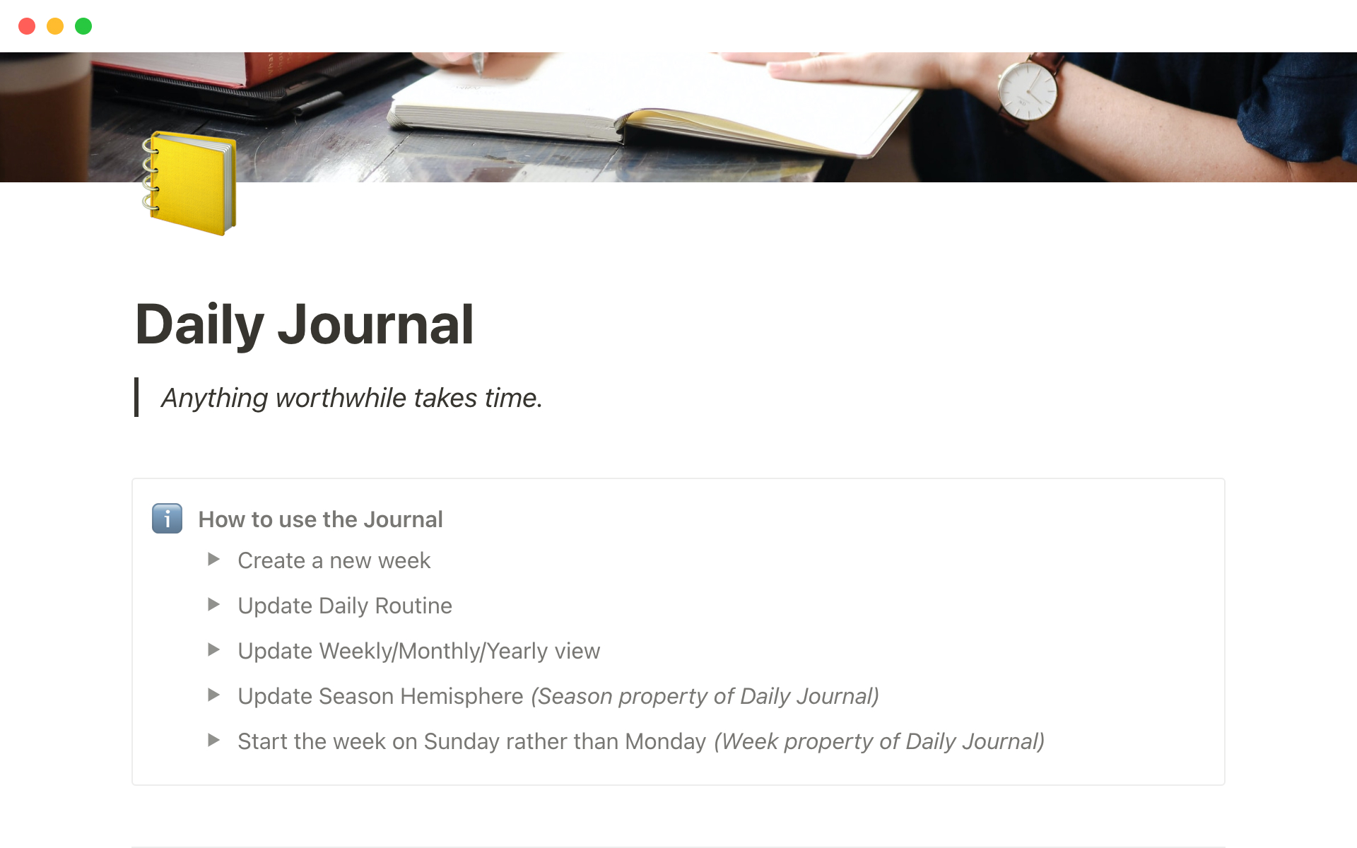Screenshot of Top Free Journaling Templates in Notion collection by Notion