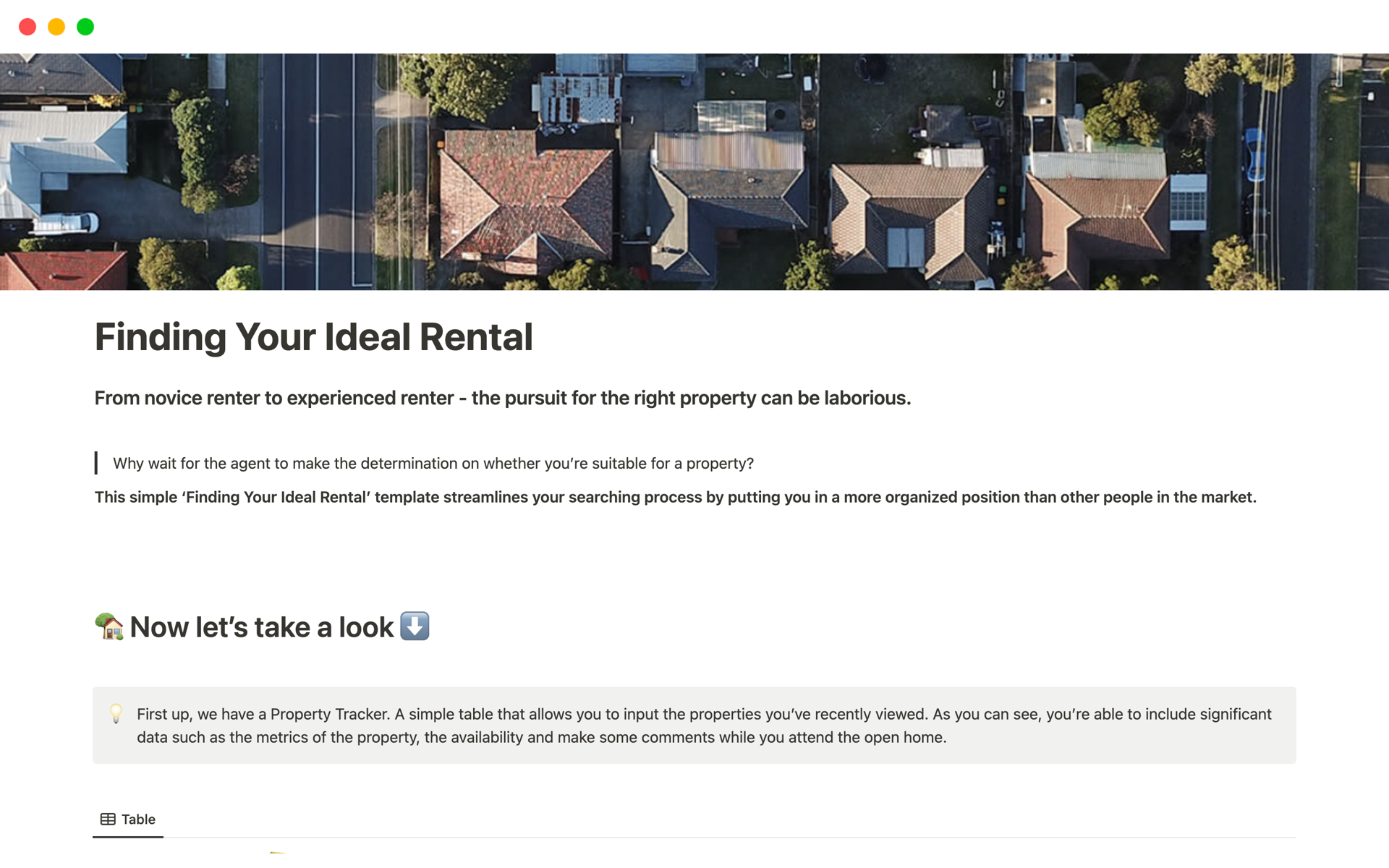 A template preview for Top 10 Free Real Estate Hunt Templates in Notion