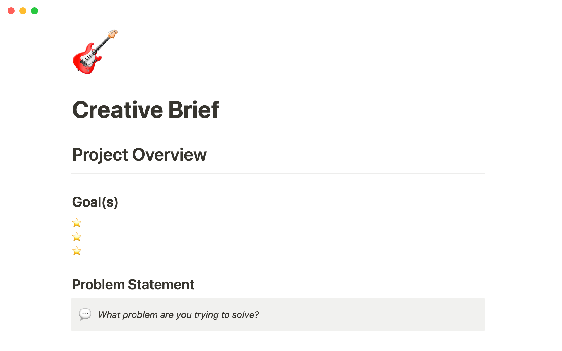 Screenshot of Best 10 Creative Brief Templates for Marketing Analysts collection by Notion