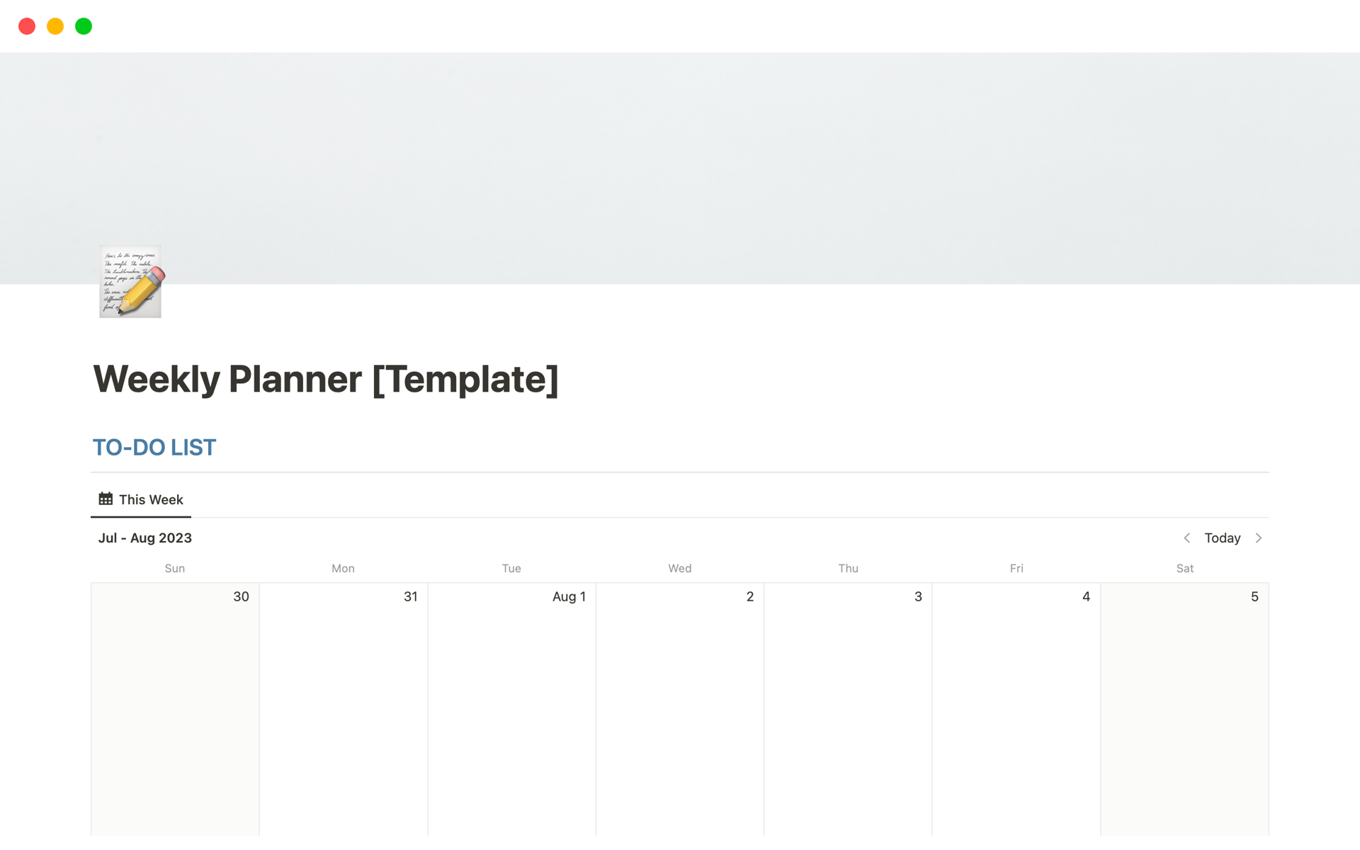 A template preview for Top 10 Free To-Do Lists Templates in Notion