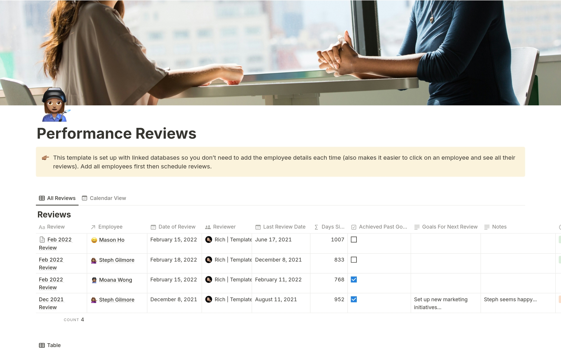 A template preview for Top 10 Human Resources Records Templates in Notion