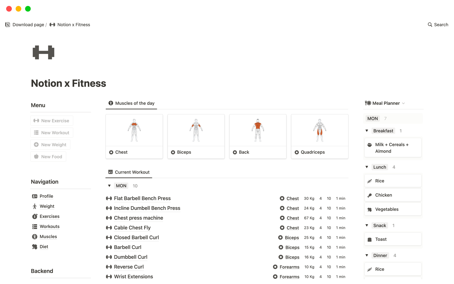 A template preview for Top 10 Paid Fitness Journey Tracker Templates in Notion
