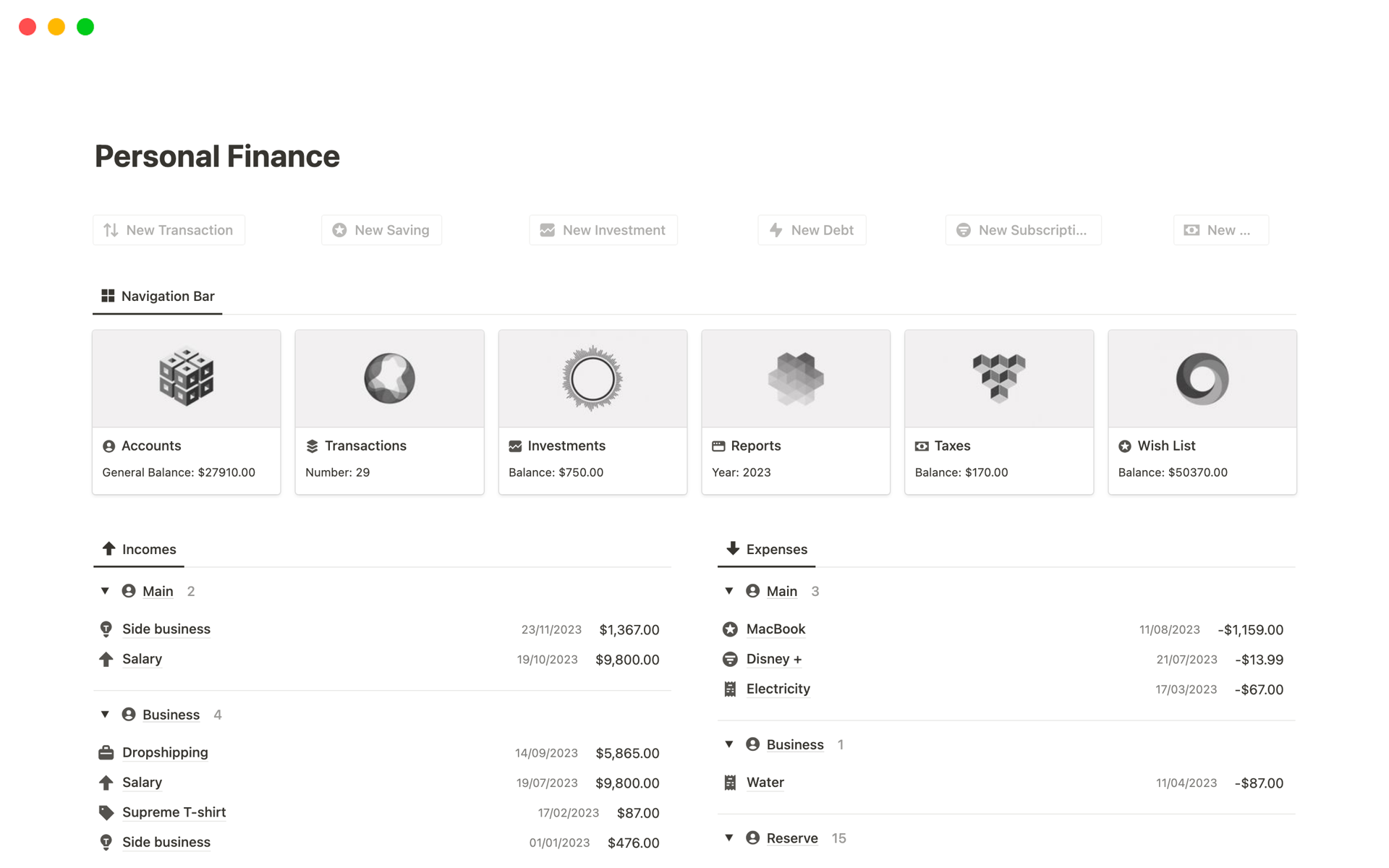 A template preview for Top 10 Paid Personal Finance Templates in Notion