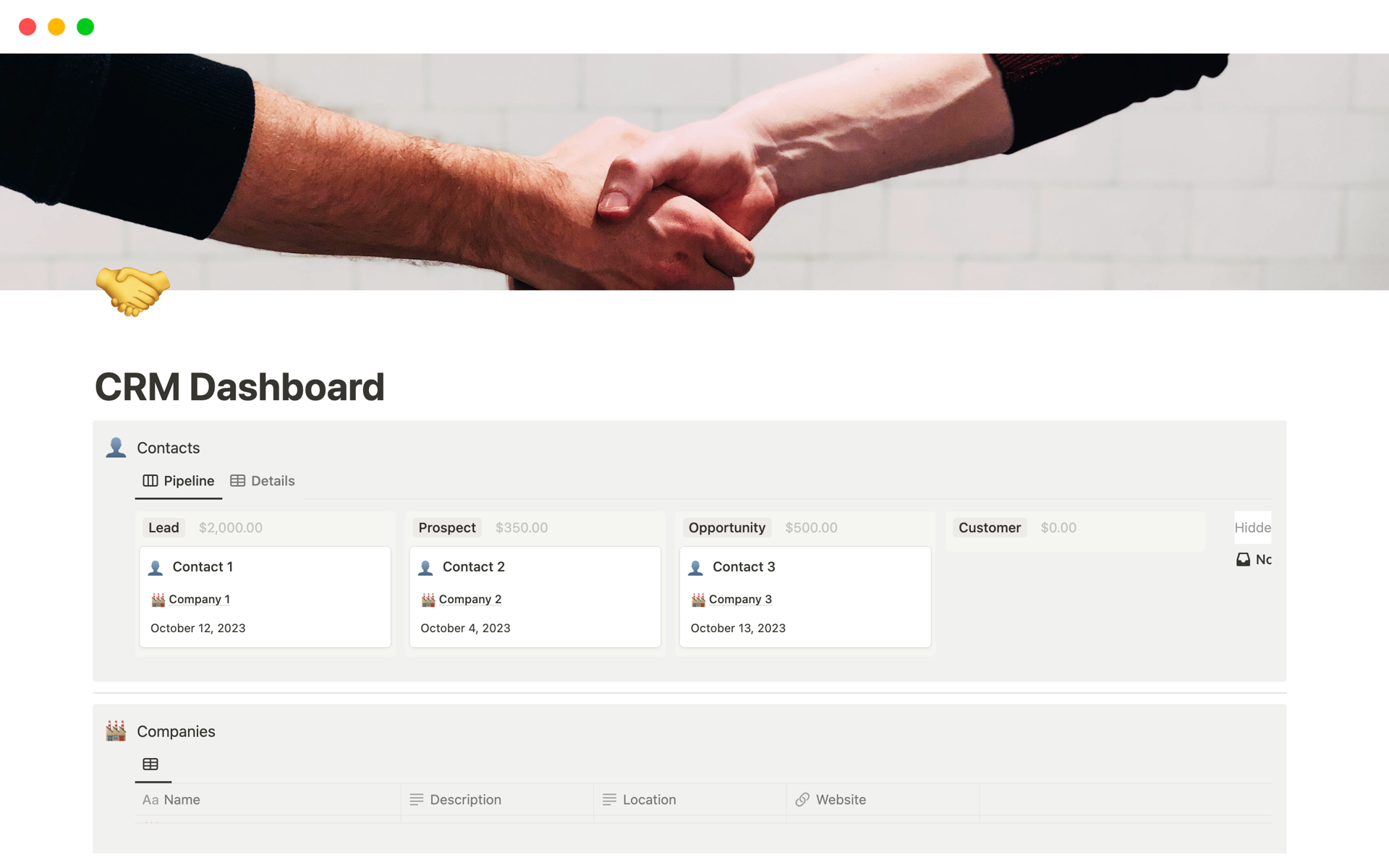 A template preview for Top 10 Paid Personal CRM Templates in Notion