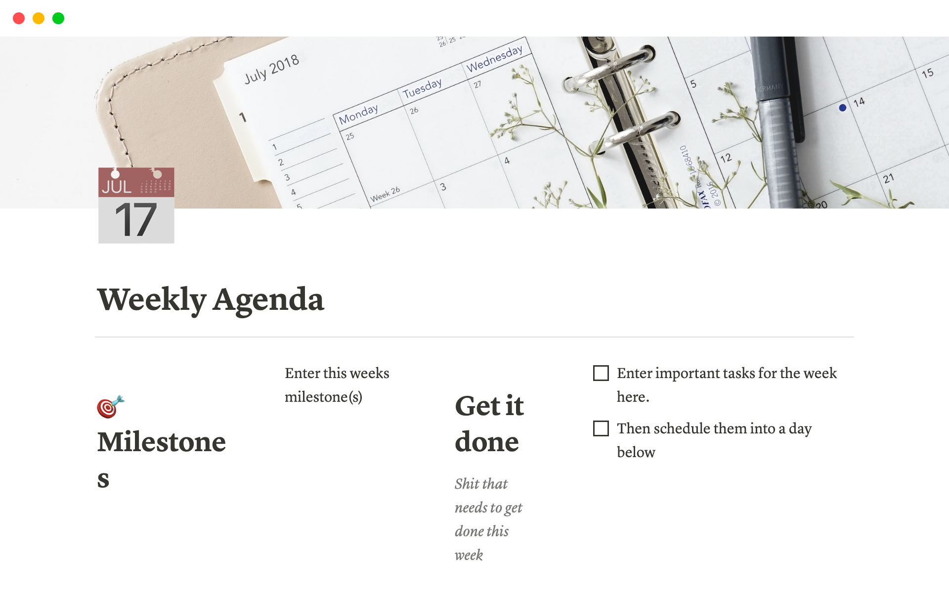 A template preview for Top 10 Free Weekly Schedule Templates in Notion