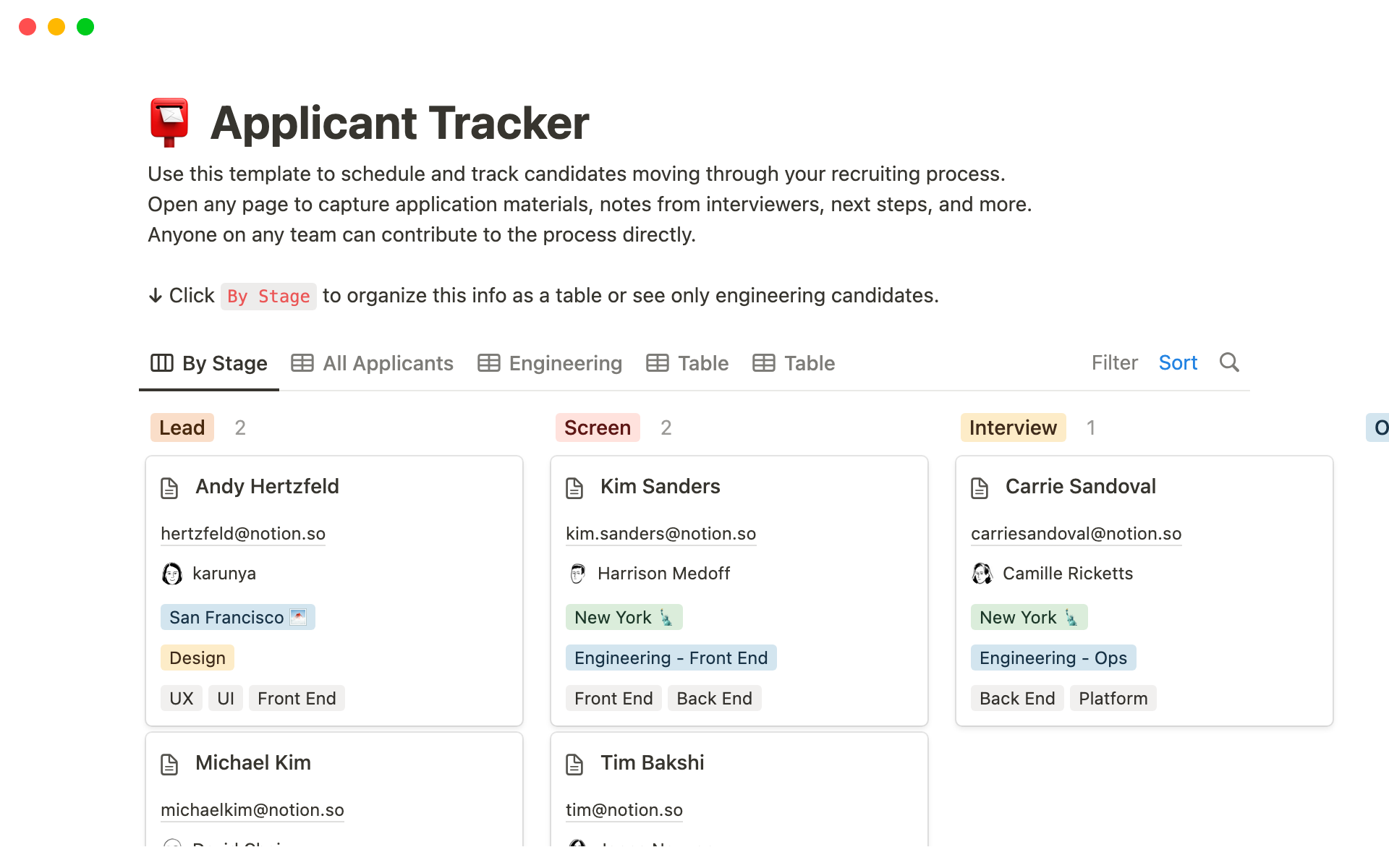 A template preview for Best Applicant Tracking Templates for Recruiters