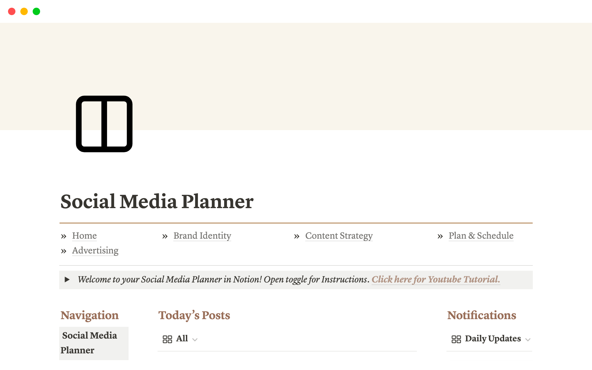 A template preview for Top 10 Paid Social Media Templates in Notion
