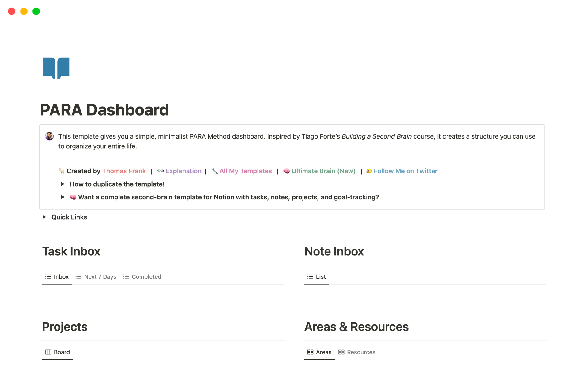 A template preview for Top 10 Free Project Organization Templates in Notion