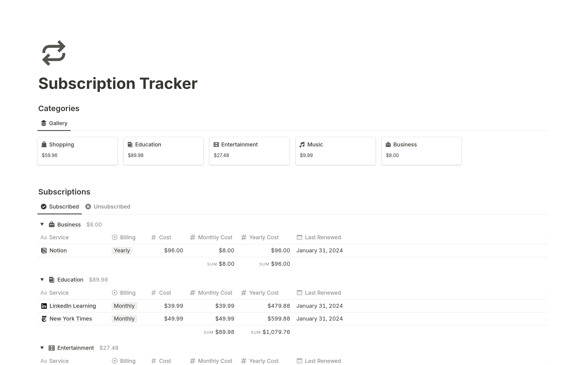 A template preview for Top 10 Free Financial Plan Templates in Notion