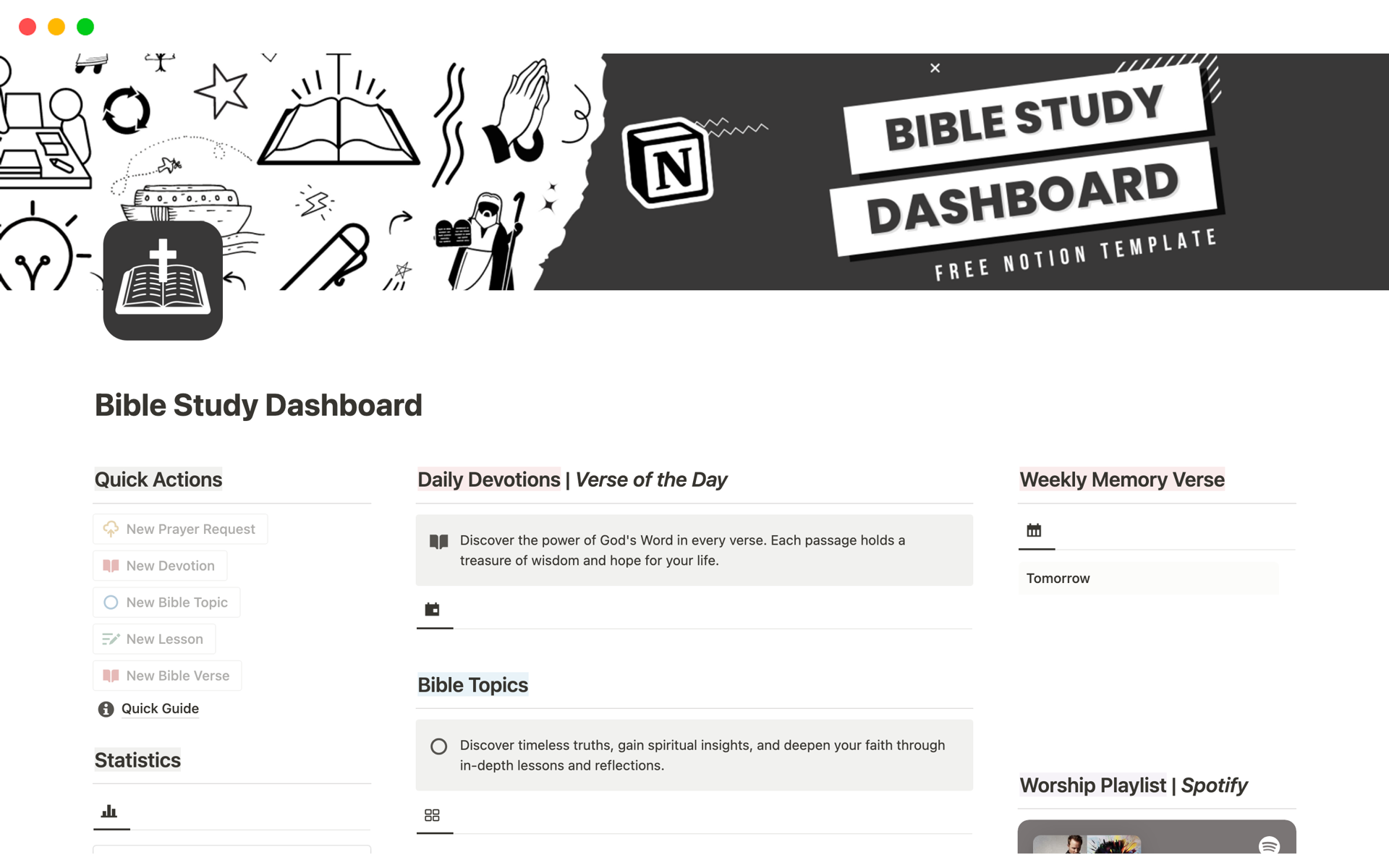 A template preview for Top 10 Free Religion Templates in Notion