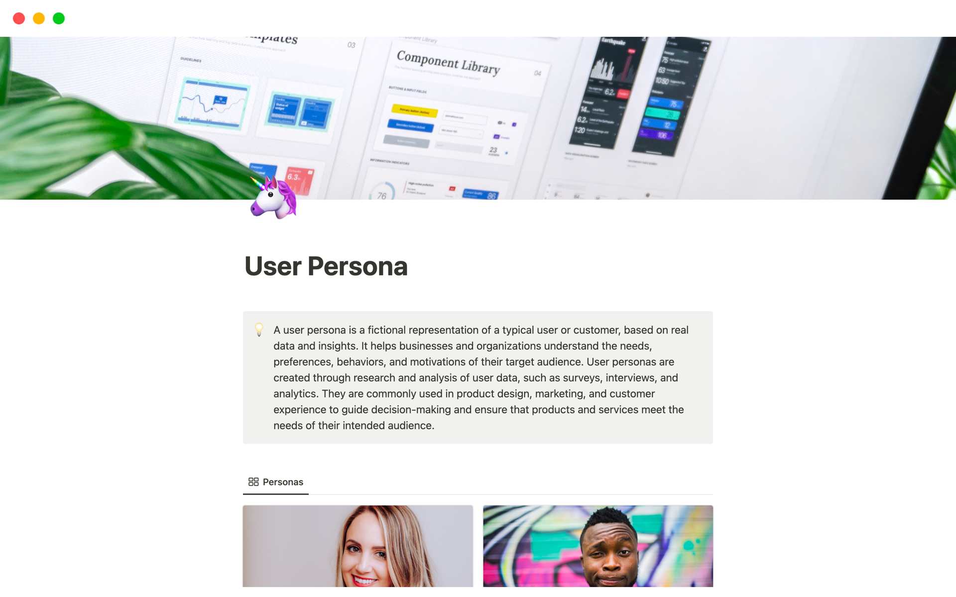 Screenshot of Top 10 Persona Profiles Templates for Marketing Analysts collection by Notion