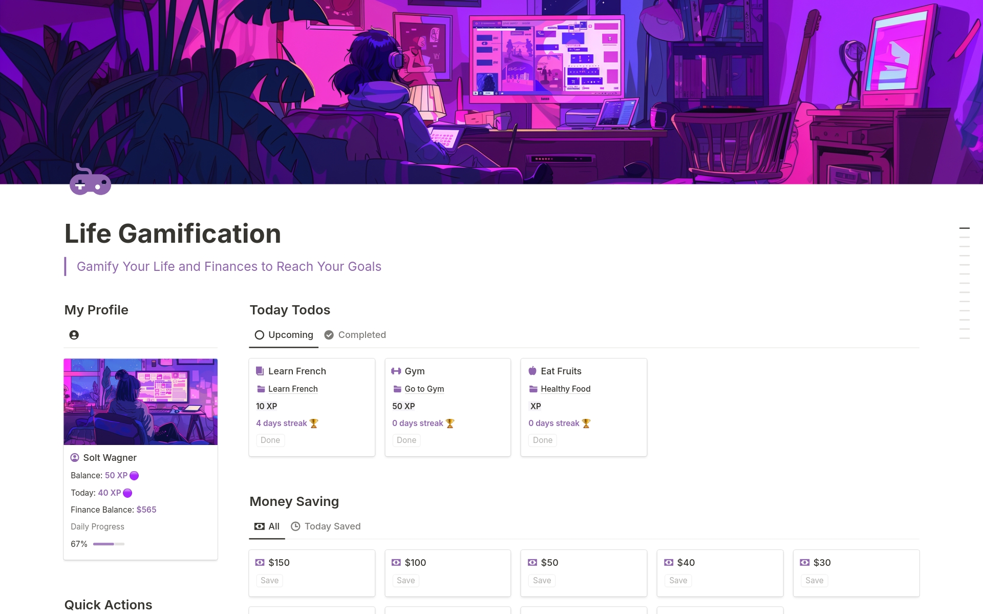 Personal Gamification Template by Ogamify | Notion Marketplace