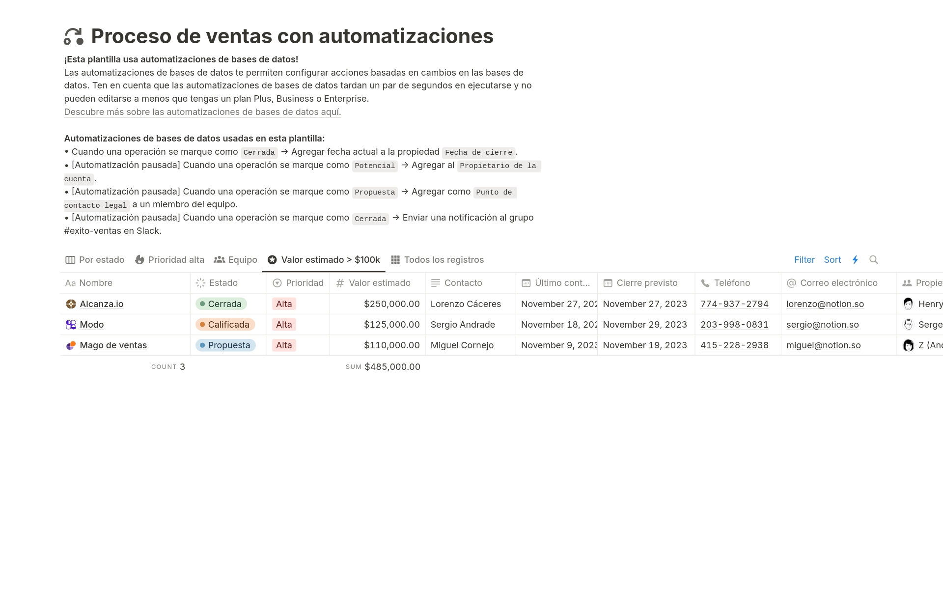 Captura de pantalla de la colección 8 formas esenciales de usar las automatizaciones de bases de datos de Notion