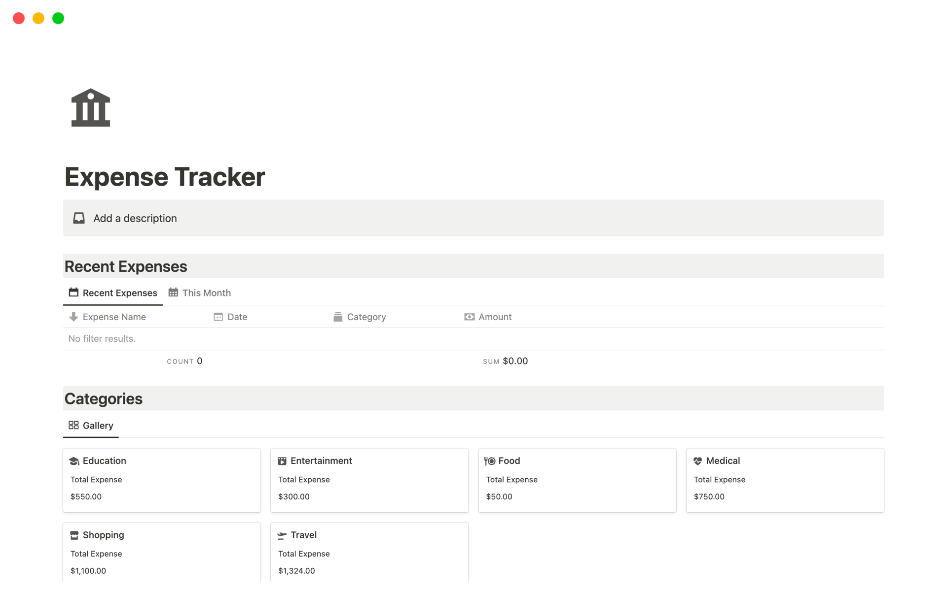 A template preview for Top 10 Paid Expense Monitoring Templates in Notion