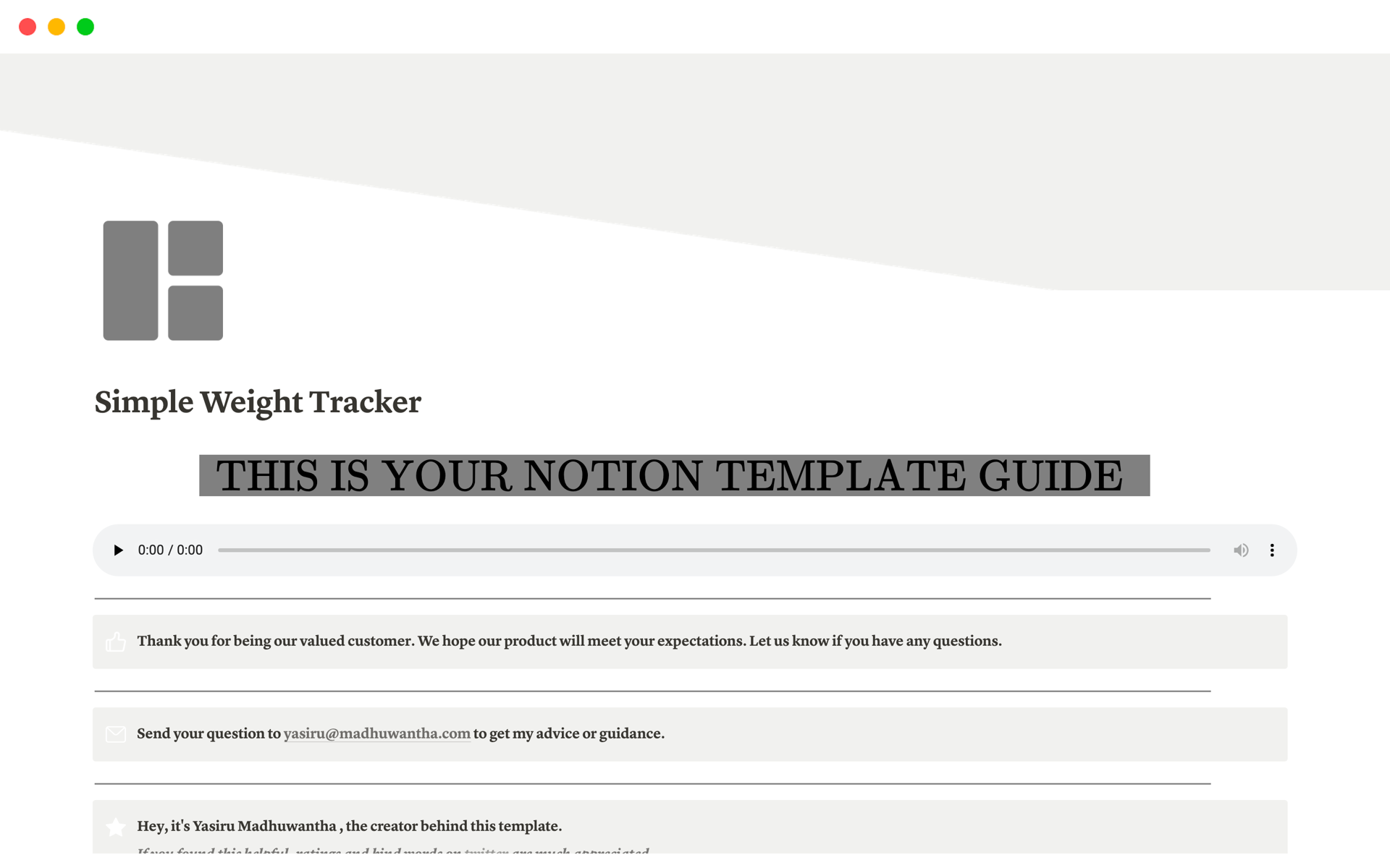 A template preview for Top 5 Free Body Wellness Templates in Notion