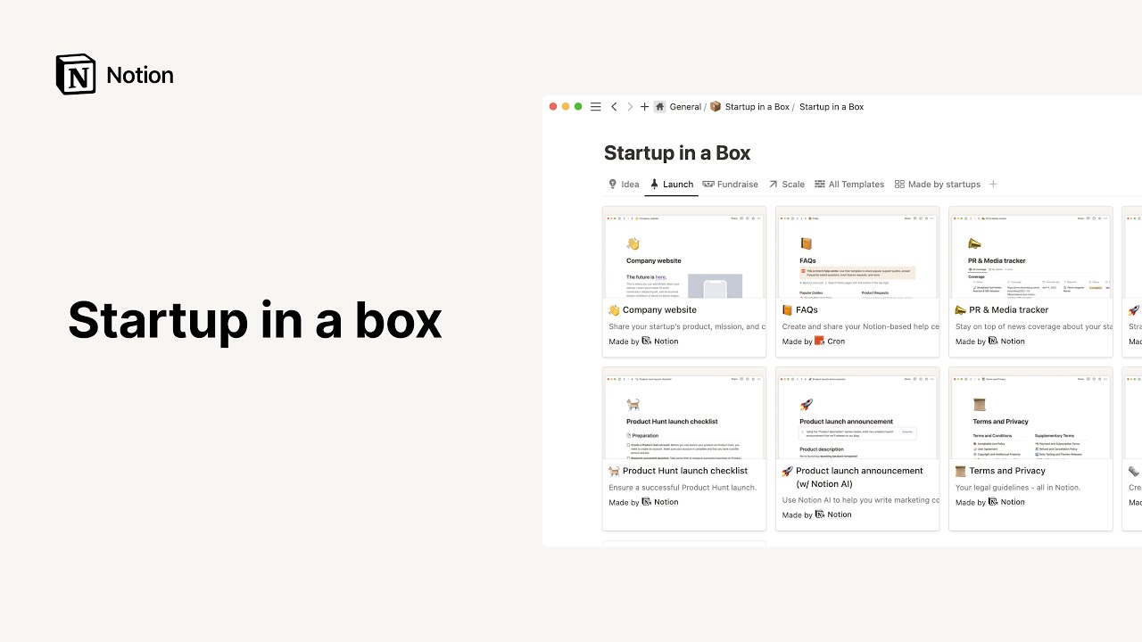 Startup in a box video