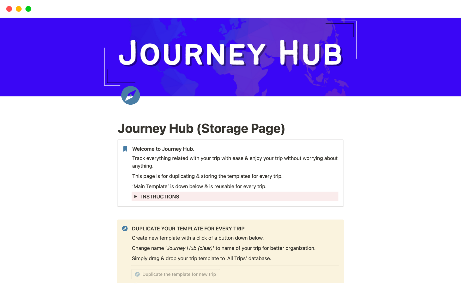 A template preview for Journey Hub
