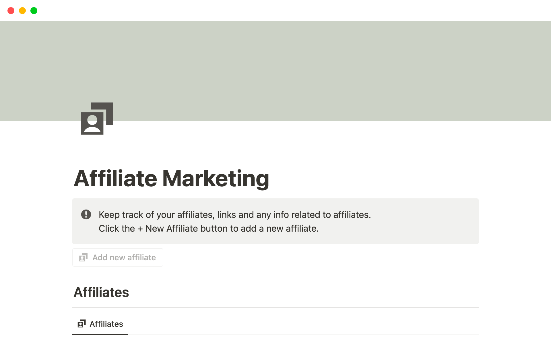 Keep track of your affiliates, links and any info related to affiliates.