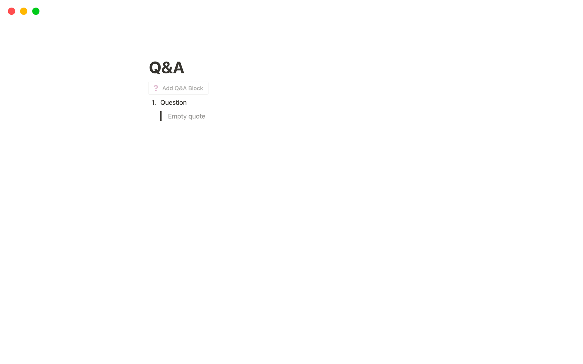 A template preview for Q&A