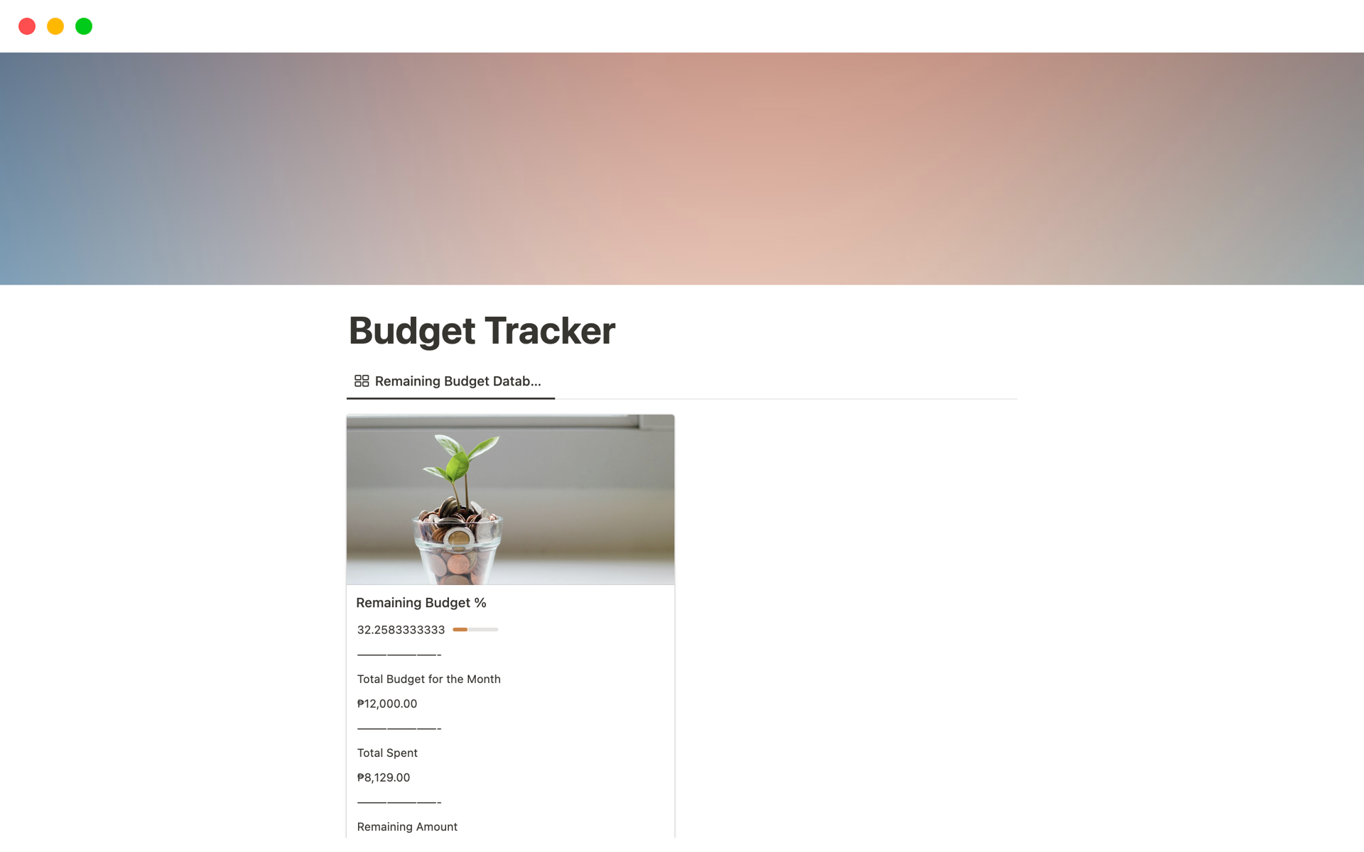 Budget Tracker Notion Template
