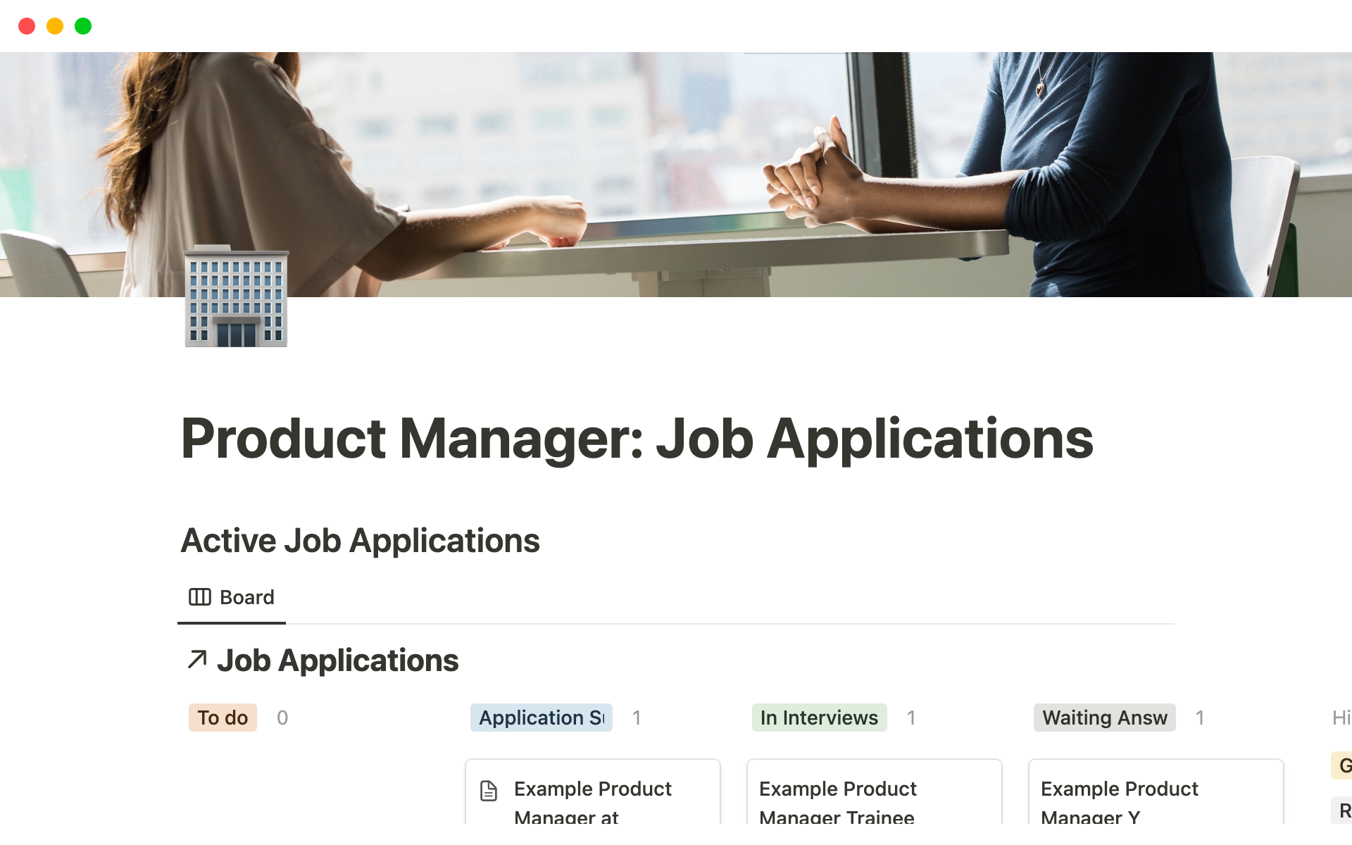 Organize and prepare job applications for Product Management