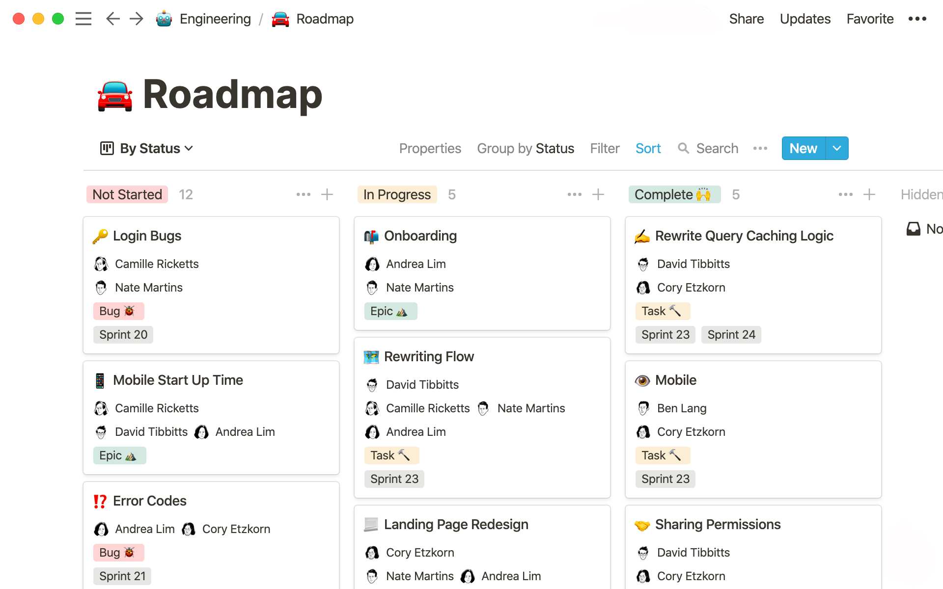 One board to track all engineering projects (and their related tasks). 