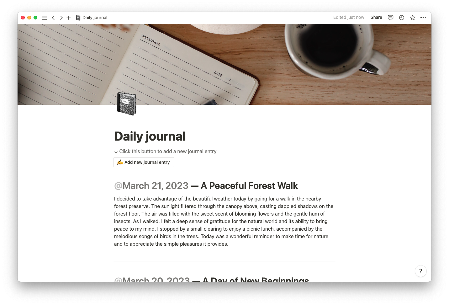 Daily journal template thumbnail