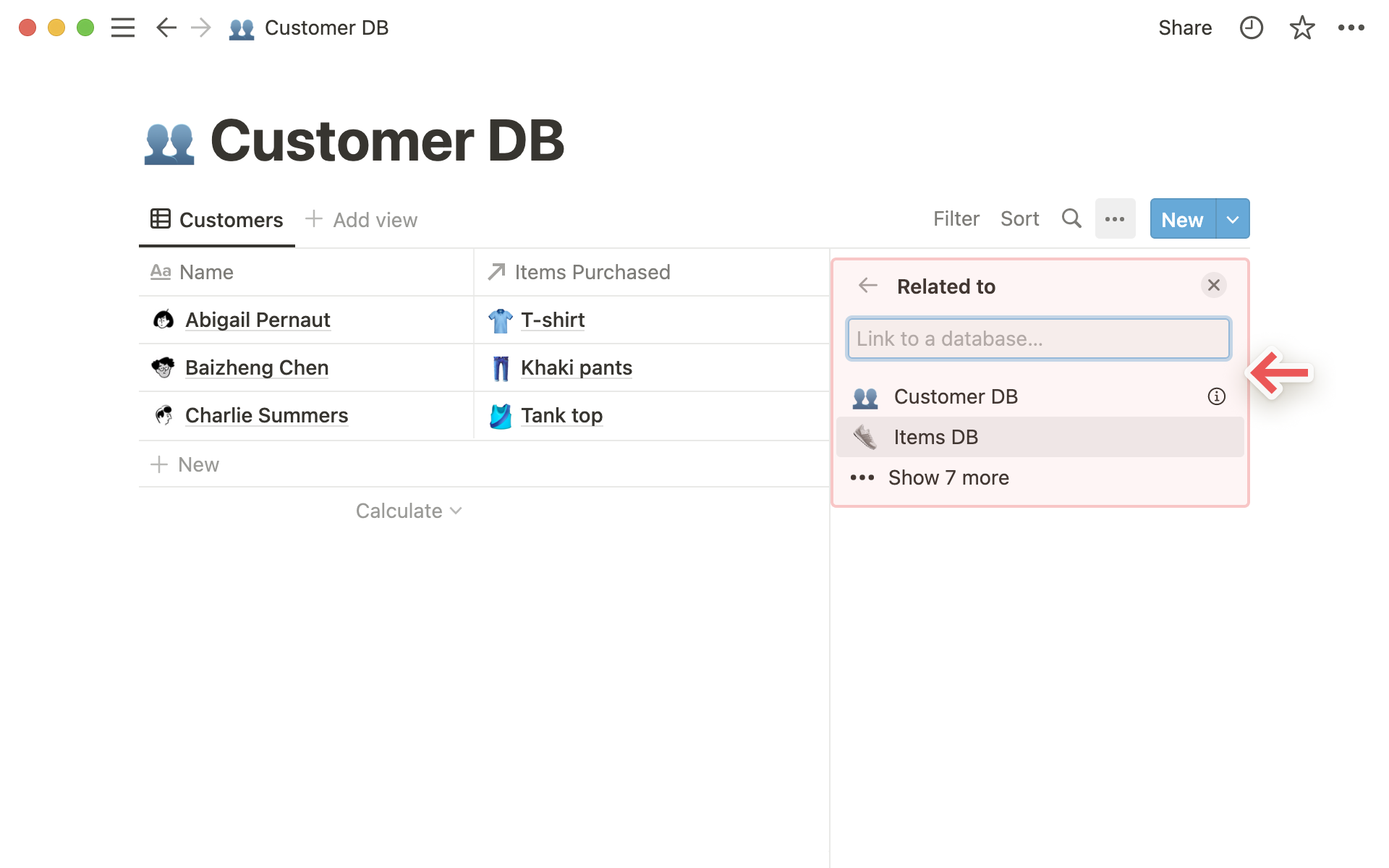 Choose related database