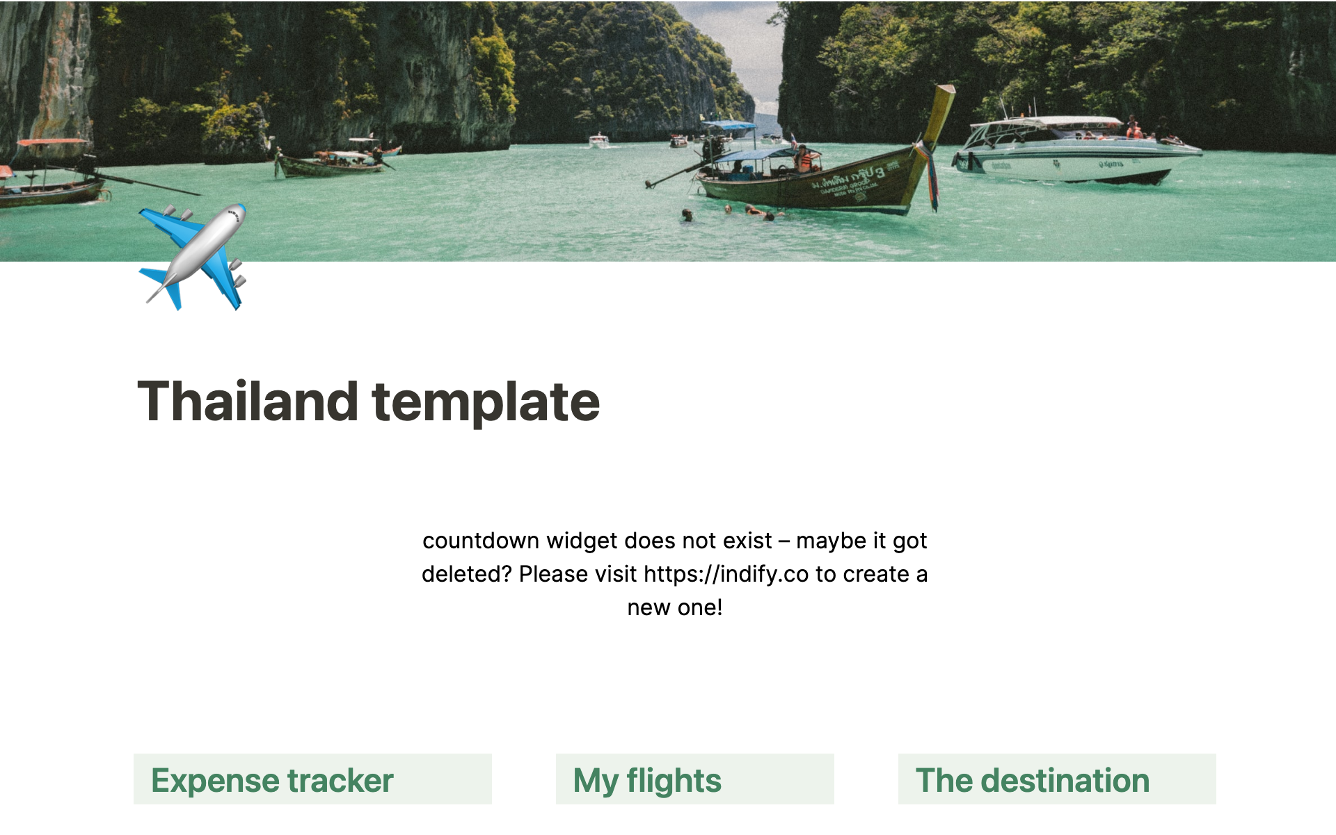A template preview for The travel planner