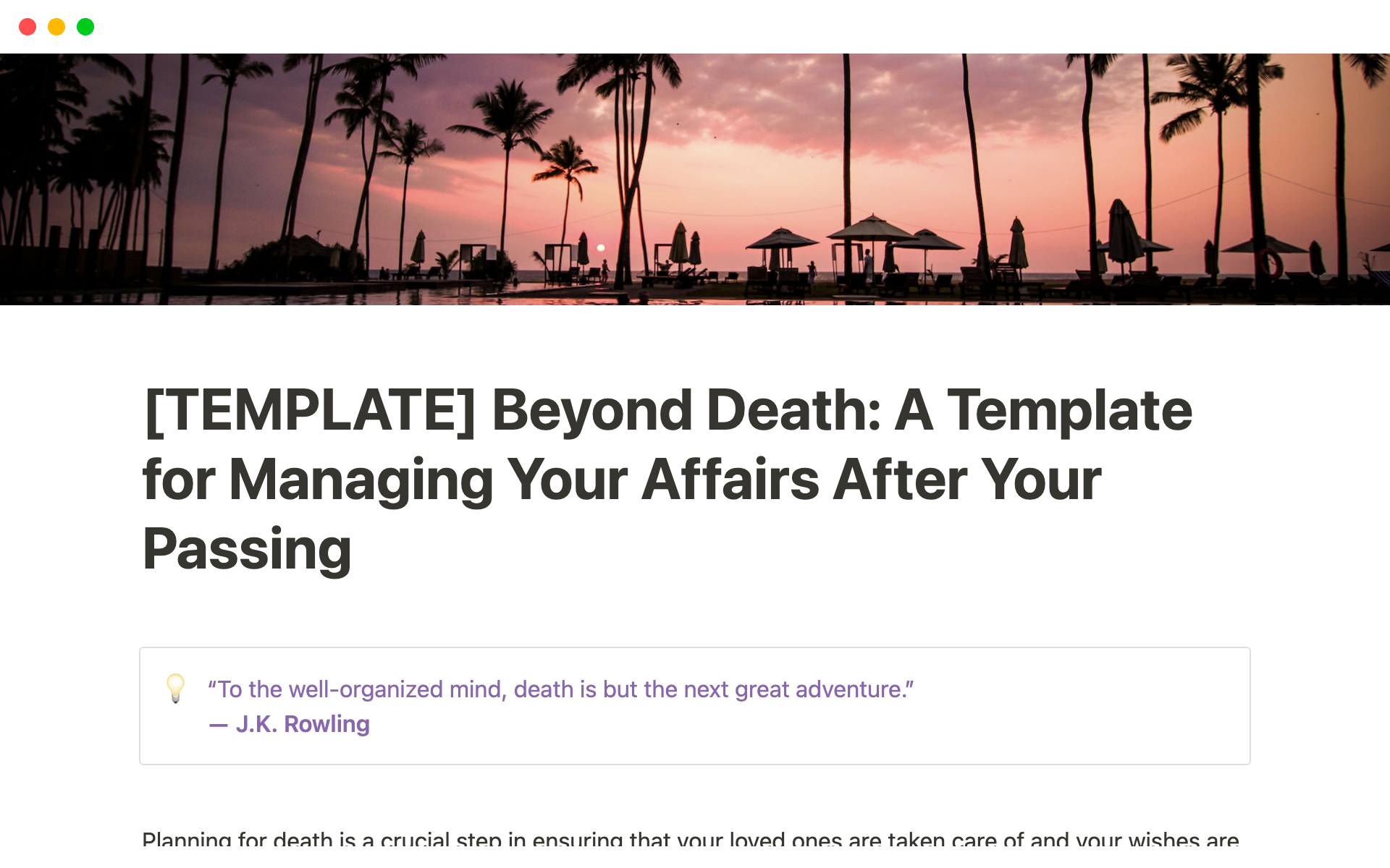 A template for managing your affairs after your passing.