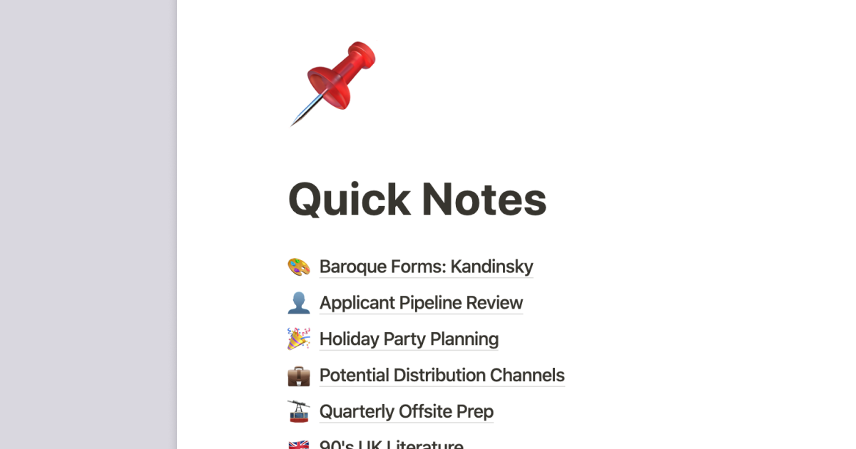 Build a quick notes page in Notion