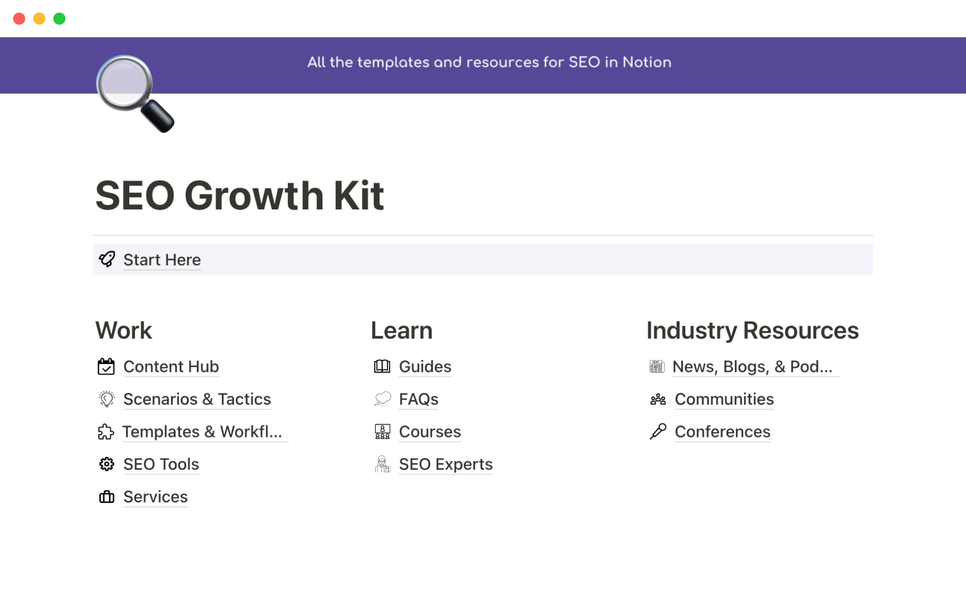 A curated collection of the best resources and Notion templates for SEO.