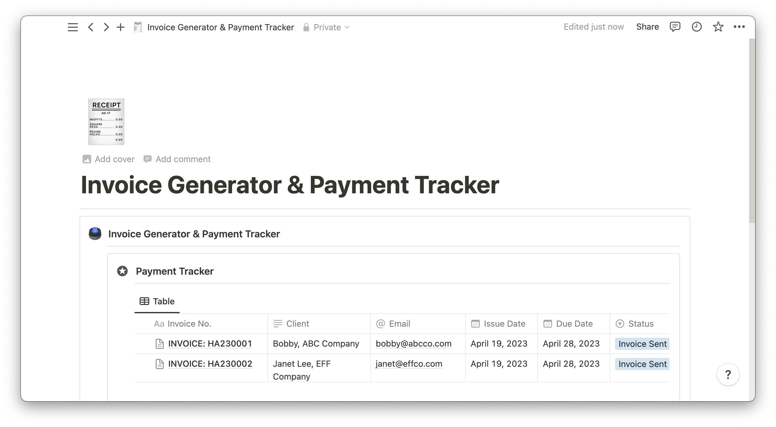 Invoice Generator & Payment Tracker